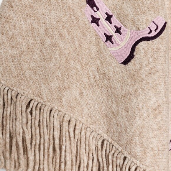 ZARA EMBROIDERED FRINGED CAPE SHAWL - Picture 7 of 7